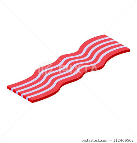 Bacon strip icon. Isometric of bacon strip vector icon for web design isolated on white background Bacon strip icon. Isometric of bacon strip vector icon for web design isolated on white background 112409502