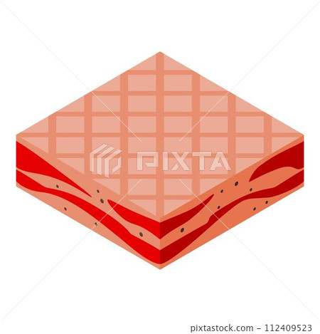 Pork bacon icon. Isometric of pork bacon vector icon for web design isolated on white background Pork bacon icon. Isometric of pork bacon vector icon for web design isolated on white background 112409523