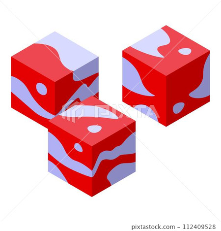 Bacon cube icon. Isometric of bacon cube vector icon for web design isolated on white background Bacon cube icon. Isometric of bacon cube vector icon for web design isolated on white background 112409528