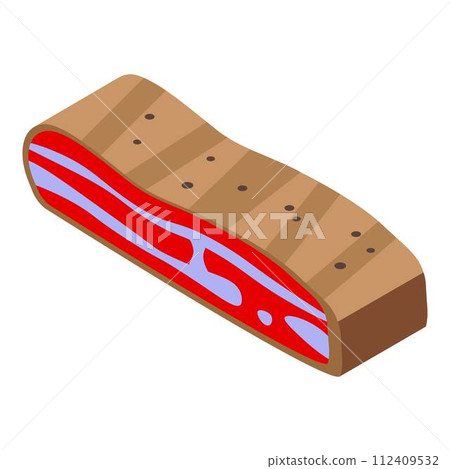 Bacon piece icon. Isometric of bacon piece vector icon for web design isolated on white background 112409532