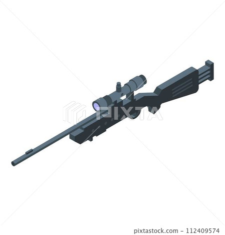Automatic rifle icon. Isometric of automatic rifle vector icon for web design isolated on white background 112409574