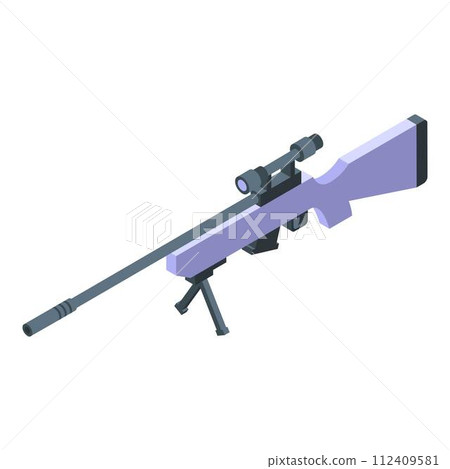 Sniper icon. Isometric of sniper vector icon for web design isolated on white background Sniper icon. Isometric of sniper vector icon for web design isolated on white background 112409581