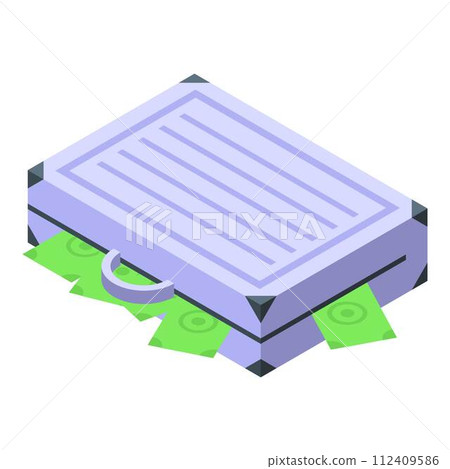 Money suitcase icon. Isometric of money suitcase vector icon for web design isolated on white background Money suitcase icon. Isometric of money suitcase vector icon for web design isolated on white background 112409586