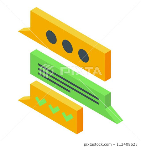 Chat meeting icon. Isometric of chat meeting vector icon for web design isolated on white background Chat meeting icon. Isometric of chat meeting vector icon for web design isolated on white background 112409625