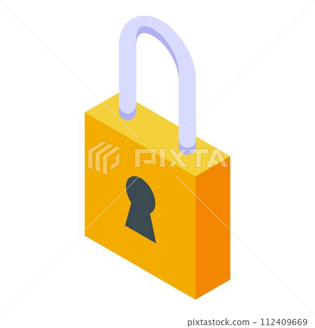 Lock key icon. Isometric of lock key vector icon for web design isolated on white background 112409669