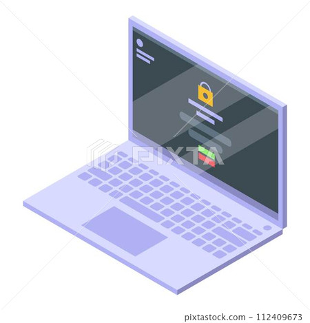 Laptop password icon. Isometric of laptop password vector icon for web design isolated on white background Laptop password icon. Isometric of laptop password vector icon for web design isolated on white background 112409673
