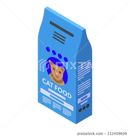 Cat feed bag icon. Isometric of cat feed bag vector icon for web design isolated on white background 112409699
