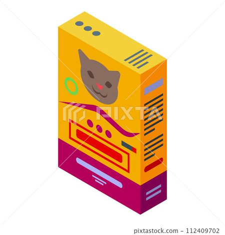 Kitten food pack icon. Isometric of kitten food pack vector icon for web design isolated on white background Kitten food pack icon. Isometric of kitten food pack vector icon for web design isolated on white background 112409702