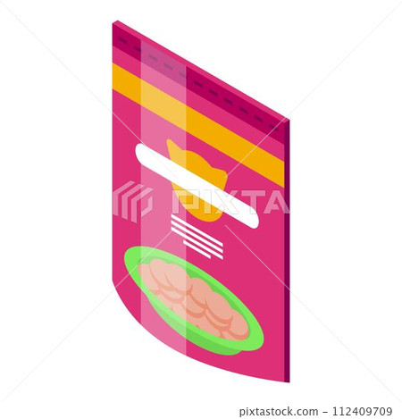 Kitten pack food icon. Isometric of kitten pack food vector icon for web design isolated on white background Kitten pack food icon. Isometric of kitten pack food vector icon for web design isolated on white background 112409709