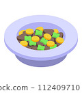 Full cat dish icon. Isometric of full cat dish vector icon for web design isolated on white background 112409710