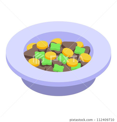 Full cat dish icon. Isometric of full cat dish vector icon for web design isolated on white background 112409710