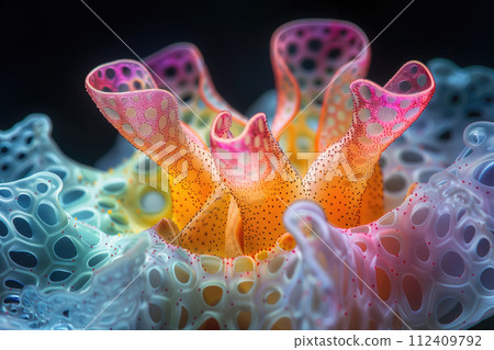 fantastic life form, color photorealistic image of a sea organism close up 112409792