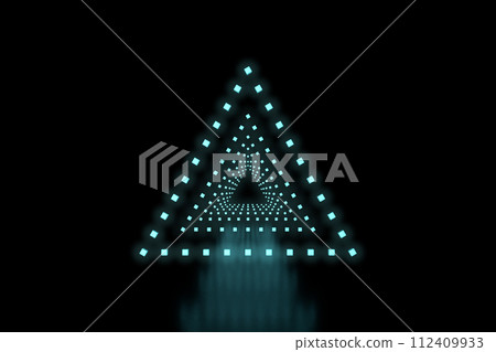 Row of triangle shaped blue LED lights 112409933
