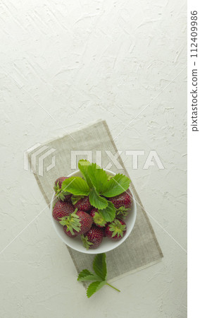 Fresh strawberries on white. Fresh nice strawberries. Heap of Red strawberry close up. strawberry. 112409986