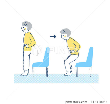 Senior woman doing squat exercise 112410035
