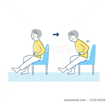 Senior woman sitting on a chair and stretching her legs 112410036