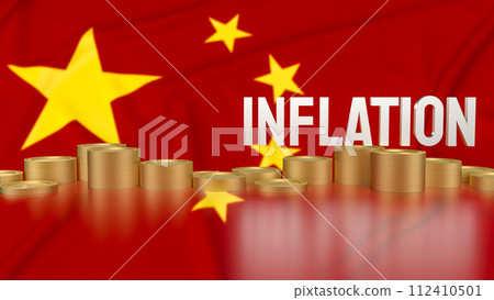 The Inflation and coins on China flag Background for Business concept 3d rendering. 112410501