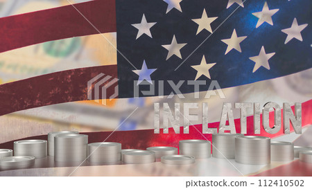 The Inflation and coins on Usa flag Background for Business concept 3d rendering. 112410502