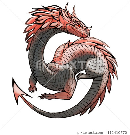A fantasy drawing of a dragon without wings. A fantasy drawing of a dragon without wings. 112410770