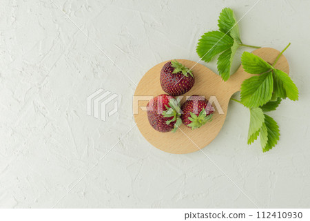 Summer dessert. Homemade strawberry. Eco, bio farm fruits concept. Freshness, summer wallpaper. 112410930