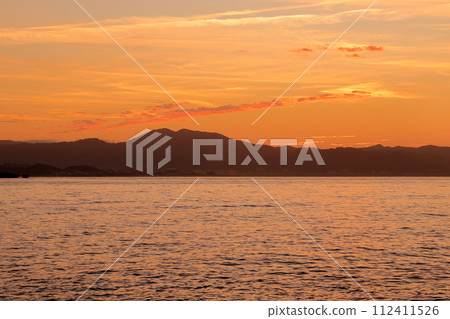 Sunrise sky over Nago Bay from Bema Beach, Anwa, Nago City, Okinawa Prefecture 112411526