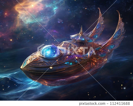 太空船在太空中飛行 太空船在太空中飛行 112411688