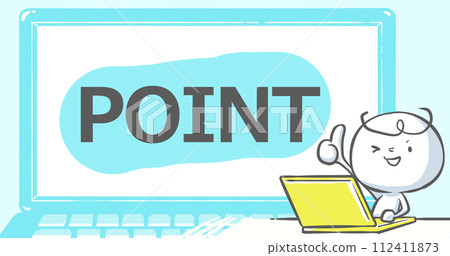 [Eye catch that can be used on blogs] Laptop and white person《POINT》with text 112411873