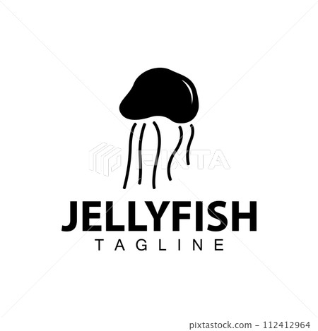 Jellyfish logo design template sea animal life simple black silhouette illustration Jellyfish logo design template sea animal life simple black silhouette illustration 112412964