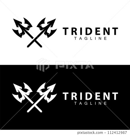 Trident logo design spear weapon vector sea king poseidon neptune symbol template Trident logo design spear weapon vector sea king poseidon neptune symbol template 112412987