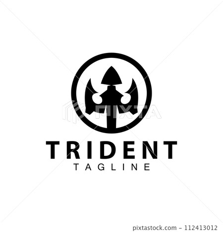 Trident logo design spear weapon vector sea king poseidon neptune symbol template 112413012