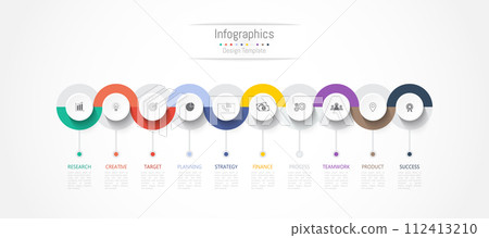 Infographic 10 options design elements for your business data. Vector Illustration. 112413210
