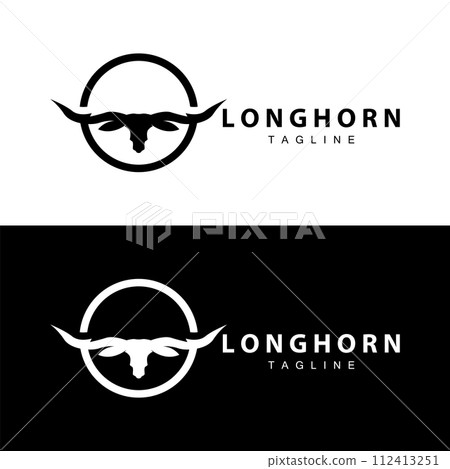 Longhorn logo design vintage old bull texas western country black silhouette Longhorn logo design vintage old bull texas western country black silhouette 112413251