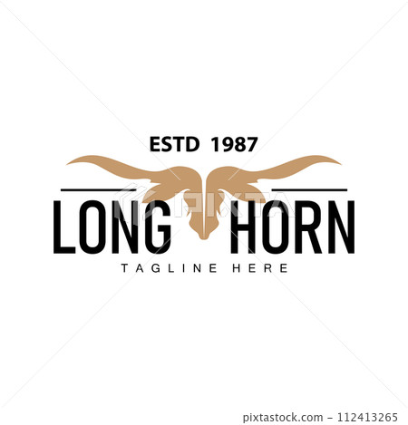 Longhorn logo design vintage old bull texas western country black silhouette Longhorn logo design vintage old bull texas western country black silhouette 112413265