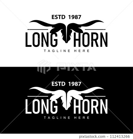 Longhorn logo design vintage old bull texas western country black silhouette Longhorn logo design vintage old bull texas western country black silhouette 112413266
