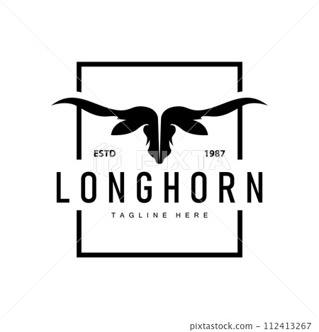 Longhorn logo design vintage old bull texas western country black silhouette 112413267