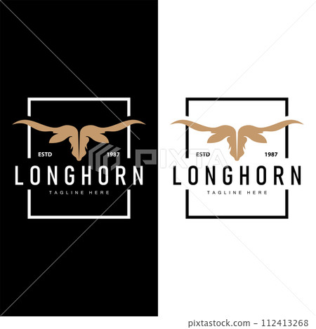 Longhorn logo design vintage old bull texas western country black silhouette Longhorn logo design vintage old bull texas western country black silhouette 112413268