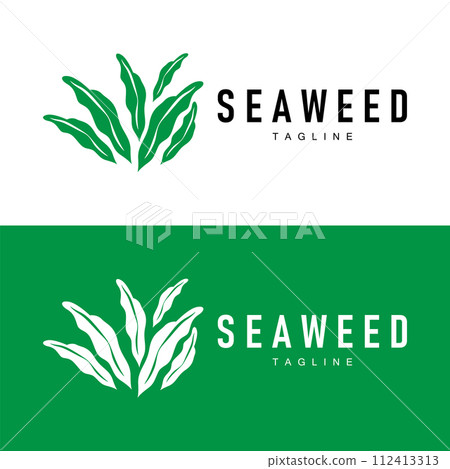 Seaweed Logo Design Underwater Plant Illustration Template 112413313
