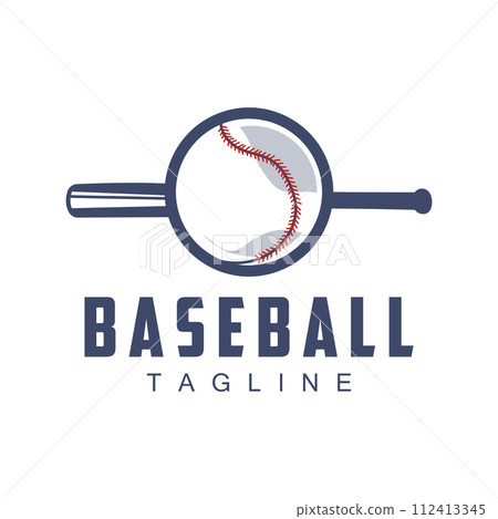 Modern vector baseball logo baseball softball sport simple bat and ball template illustration 112413345