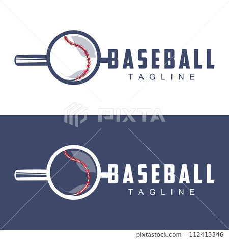 Modern vector baseball logo baseball softball sport simple bat and ball template illustration 112413346