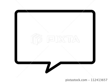 Flat line drawing speech bubble rounded rectangle Flat line drawing speech bubble rounded rectangle 112413657