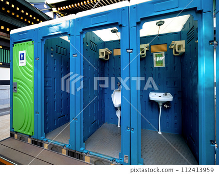 Temporary toilet installed outdoors Temporary toilet installed outdoors 112413959