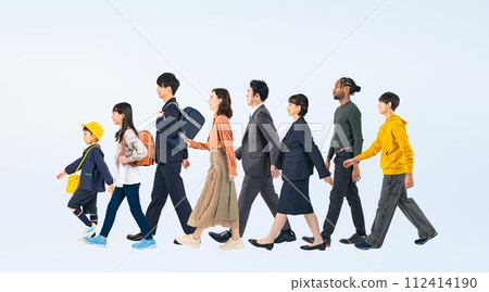 各代各民族的人們行走 112414190