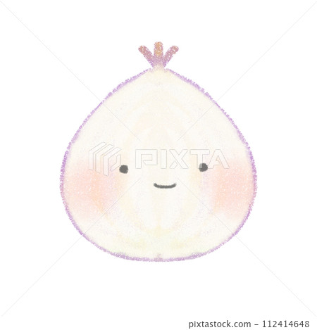 Cute purple onion illustration with face cross section 112414648