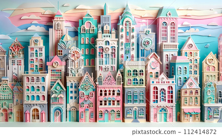 Colorful city of paper crafts 112414872