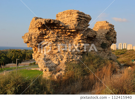 Ruins of ancient city of Biblical Ashkelon in Israel. Ruins of ancient city of Biblical Ashkelon in Israel. 112415940
