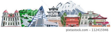 Aomori tourist destination illustration icon collection 112415946