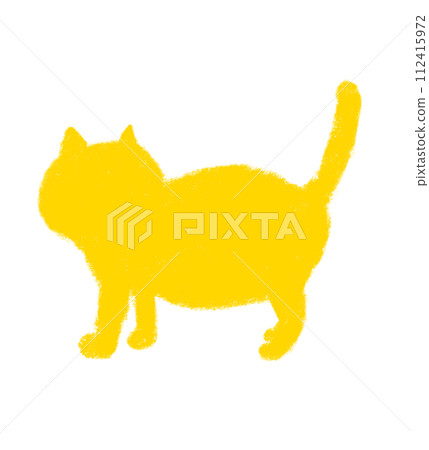 Walking cat silhouette crayon touch yellow 112415972