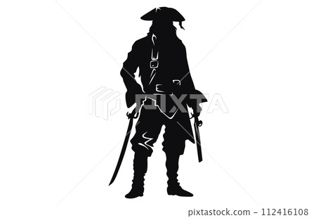 Pirate Poses Vector Silhouette, Pirate in action with sword, pirate silhouettes, Pirate Poses Vector Silhouette, Pirate in action with sword, pirate silhouettes, 112416108