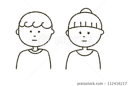 Line drawing illustration of a man and a woman with a gentle touch_2 112416217