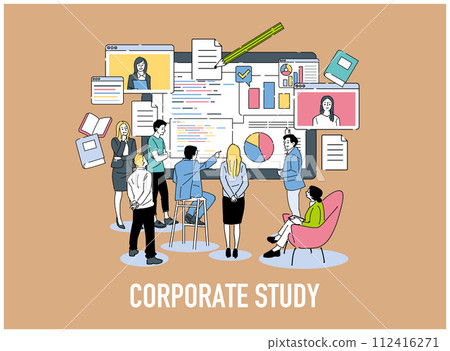 Illustration material of a business team taking a course 112416271